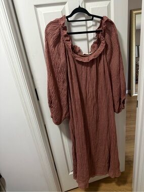 Tory Burch Dusty Rose Crinkled Scoop-Neck Dress